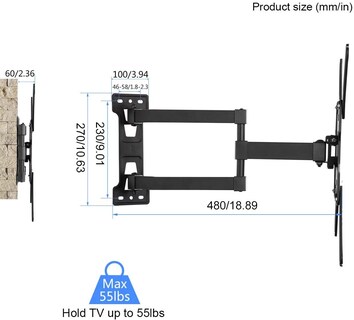 Foto 3 | Foto 3 | Soporte De Pared Para Tv Suptek Full Motion 23-55 Pulgadas 25 Kg Vesa 400 X 400 Mm - Venta Internacional.
