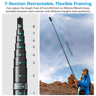 Foto 4 | Foto 4 | Palo Para Selfies Reygeak De 118 Pulgadas Para Fibra De Carbono Insta360 X4 - Venta Internacional.