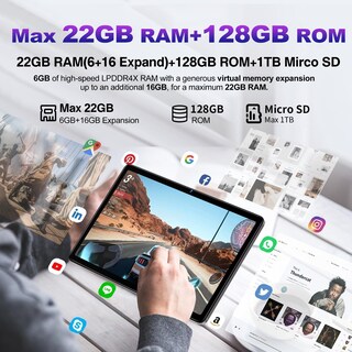 Foto 2 | Foto 2 | Tablet Dmoao D3 10.1'' Android 12 22 Gb Ram 128 Gb Rom 1 Tb Gris - Venta Internacional.