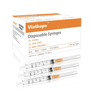 Foto 1 | Foto 1 | Jeringa Desechable Viathope De 3 Ml Con Aguja 25 G 1 5 Cm Paquete De 100 - Venta Internacional.