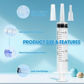 Foto 3 | Foto 3 | Jeringa Ehoycq De 20 Ml Para Líquidos Con Adaptadores Y Tapón Paquete De 20 - Venta Internacional.