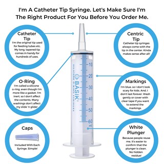 Foto 2 | Foto 2 | Jeringa De Alimentación Basik Con Punta De Catéter Enteral De 60 Ml Con Junta Tórica De Silicona - Venta Internacional.