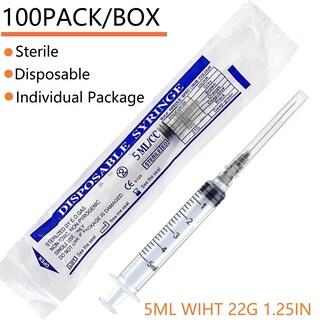 Foto 5 | Foto 5 | Jeringa De Plástico De 5 Ml Con Aguja 22ga Luer Lock Paquete De 100 Unidades Kreireta - Venta Internacional.