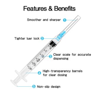Foto 4 | Foto 4 | Jeringas Luer Lock De 3 Ml Con Aguja 23 G Y 1 Cm 100 Unidades Vitaheal - Venta Internacional.