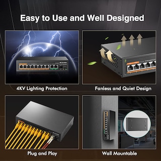 Foto 5 | Foto 5 | Conmutador Poe Mokerlink Gigabit De 11 Puertos Con 8 Poe+ Y 2 Uplink - Venta Internacional.
