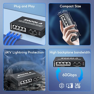 Foto 7 | Foto 7 | Conmutador Ethernet Sodola De 6 Puertos 2 5 G No Gestionado 4 X 2 5 Gbase-t - Venta Internacional.