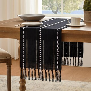 Foto 1 | Foto 1 | Camino De Mesa Yzjzeds Con Dobladillo Tipo Granja Negro 33 X 122 Cm - Venta Internacional.