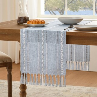 Foto 1 | Foto 1 | Camino De Mesa Yzjzeds Algodón 33 X 91 Cm Con Dobladillo Azul Granjero - Venta Internacional.