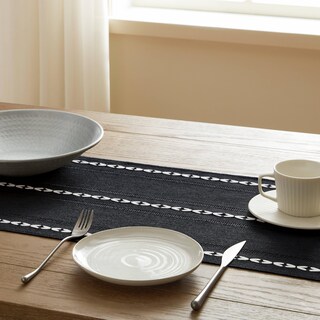 Foto 5 | Foto 5 | Camino De Mesa Yzjzeds Con Dobladillo Tipo Granja Negro 33 X 275 Cm - Venta Internacional.