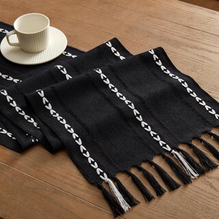 Foto 7 | Foto 7 | Camino De Mesa Yzjzeds Con Dobladillo Tipo Granja Negro 33 X 275 Cm - Venta Internacional.