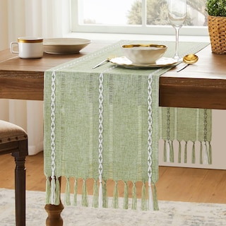 Foto 1 | Foto 1 | Camino De Mesa Yzjzeds Con Dobladillo De Granja Verde Salvia 33 X 91 Cm - Venta Internacional.