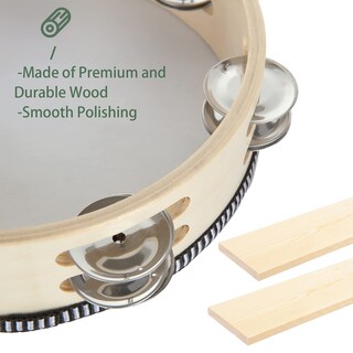Foto 5 | Foto 5 | Pandereta Eoexn De Madera De 8 Pulgadas Con Cascabeles Metálicos Para Adultos (x3) - Venta Internacional.