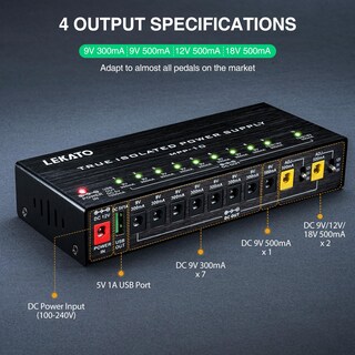 Foto 4 | Foto 4 | Fuente De Alimentación Para Pedal De Guitarra Lekato True Isolated 10 Puertos 9 V 12 V 18 V - Venta Internacional.