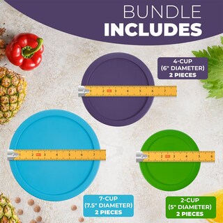 Foto 3 | Foto 3 | Tapas De Repuesto Para Recipientes Pyrex De 2/4/7 Tazas (6 Unidades) - Venta Internacional.