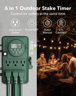 Foto 4 | Foto 4 | Temporizador Digital De Estacas Para Exteriores Bn-link Para 7 Días Con 6 Enchufes - Venta Internacional.
