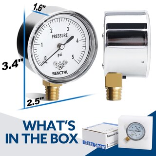 Foto 5 | Foto 5 | Manómetro Senctrl 0-5 Psi De Baja Presión Con Esfera De 2.5 Pulgadas - Venta Internacional.