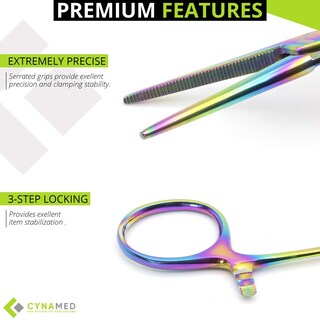 Foto 4 | Foto 4 | Pinzas Cynamed Artzone Hemostat De Acero Inoxidable Con Forma De Arcoíris 13 Cm - Venta Internacional.