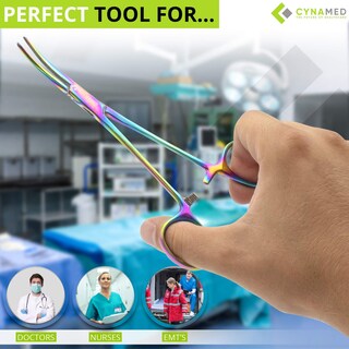 Foto 7 | Foto 7 | Pinzas Cynamed Artzone Hemostat De Acero Inoxidable Con Forma De Arcoíris 13 Cm - Venta Internacional.