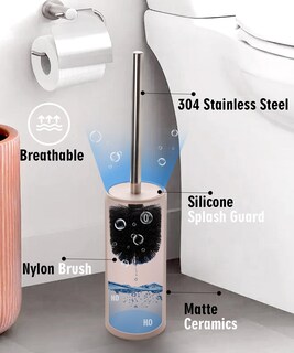 Foto 2 | Foto 2 | Juego De Escobillas Para Inodoro Viosuniu De Cerámica Rosa Mate Con Soporte - Venta Internacional.