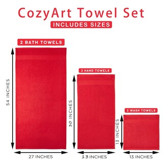 Foto 6 | Foto 6 | Juego De Toallas Cozyart Algodón Turco Rojo 650 G/m² 6 Piezas - Venta Internacional.