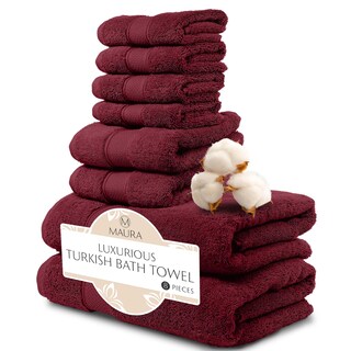 Foto 1 | Foto 1 | Juego De Toallas De Baño Maura De Algodón Turco Burdeos 8 Piezas - Venta Internacional.