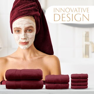 Foto 5 | Foto 5 | Juego De Toallas De Baño Maura De Algodón Turco Burdeos 8 Piezas - Venta Internacional.