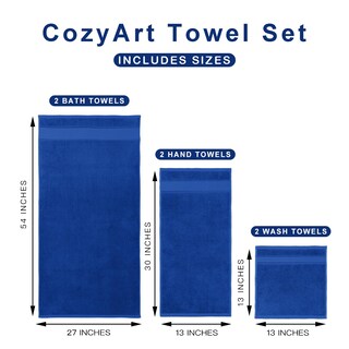 Foto 3 | Foto 3 | Juego De Toallas De Baño Cozyart Royal Blue 6 Piezas 100% Algodón Turco - Venta Internacional.