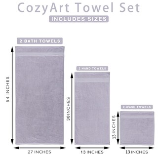 Foto 2 | Foto 2 | Juego De Toallas Cozyart Lavender Luxury Algodón Turco 650 G/m² 6 Unidades - Venta Internacional.