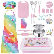 Set De Cocina Carolart Kids De 42 Piezas Con Delantal Y Gorro De Chef - Venta Internacional.
