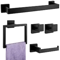 Juego De Accesorios De Baño Pahsfs Negro Mate 5 Piezas - Venta Internacional.