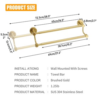 Foto 6 | Foto 6 | Toallero Besy Ajustable De 42 A 72 Cm Doble Acero Inoxidable Sus304 - Venta Internacional.
