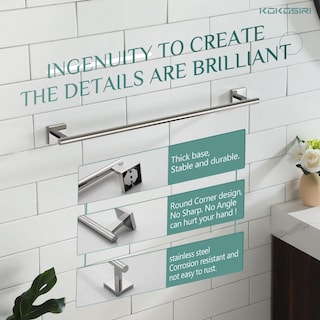 Foto 6 | Foto 6 | Toallero De Baño Kokosiri B4005ch-l24 Acero Inoxidable Cromado 61 Cm - Venta Internacional.