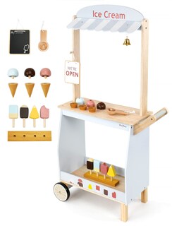 Foto 1 | Foto 1 | Par De Carritos De Helado De Juguete De Madera De Pera Para Niños De 3 Años En Adelante - Venta Internacional.