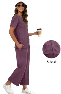 Foto 2 | Foto 2 | Conjunto De Salón De Viaje Outfit Xieerduo De 2 Piezas Para Mujer Color Morado Talla M - Venta Internacional.