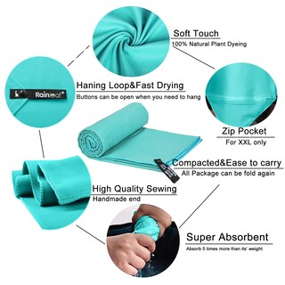 Foto 3 | Foto 3 | Toalla De Microfibra Rainleaf De Secado Rápido Superabsorbente 40 X 72 Cm - Venta Internacional.