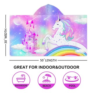 Foto 2 | Foto 2 | Toalla De Playa Con Capucha Bonsái Unicornio Para Niños Microfibra - Venta Internacional.