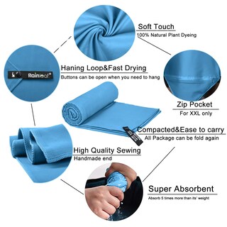 Foto 3 | Foto 3 | Toalla De Microfibra Rainleaf De Secado Rápido Superabsorbente 40 X 72 Cm - Venta Internacional.