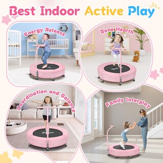 Foto 6 | Foto 6 | Trampolín Bcan Mini Plegable De 91 Cm Con Asa Para 2 A 5 Años Color Rosa - Venta Internacional.