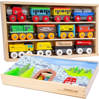 Foto 1 | Foto 1 | Set De 12 Vagones De Tren Orbrium Con Caja De Almacenamiento De Madera Para 3 A 7 Años - Venta Internacional.