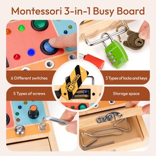 Foto 2 | Foto 2 | Busy Board Woodtoe 3 En 1 Con Luz Led Montessori Para Niños Pequeños - Venta Internacional.