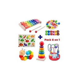 Foto 1 | Foto 1 | Juguetes Didácticos De Madera Para Niños Paquete De Estimulación Para 6 - Venta Internacional.