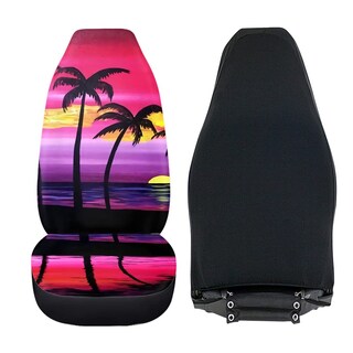 Foto 5 | Foto 5 | Fundas Para Asientos De Coche Toaddmos Con Estampado Hawaiano De Puesta De Sol Y Playa 2 Unidades - Venta Internacional.