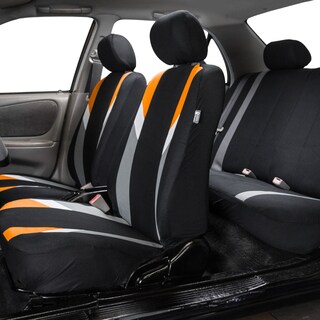 Foto 2 | Foto 2 | Juego Completo De Fundas Para Asientos De Coche Fh Group Tela Ajuste Universal Naranja - Venta Internacional.