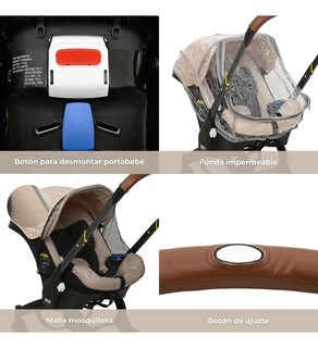 Foto 8 | Foto 8 | Carriola Para Bebé Dodo Baby Volpe Mosquitero E Impermeable Beige