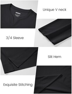 Foto 4 | Foto 4 | Tops Yucolen Con Cuello En V Para Mujer Manga 3/4 Túnica Negra 3xl - Venta Internacional.