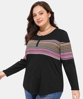 Foto 3 | Foto 3 | Tops Carcos De Manga Larga Con Botones Henley De Talla Grande Para Mujer - Venta Internacional.
