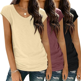 Foto 1 | Foto 1 | Tops Zeagoo  Paquete De 3 Camisetas Con Manga Corta Y Cuello En V - Venta Internacional.