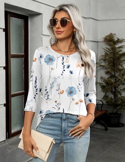 Foto 3 | Foto 3 | Camisa Zeagoo Túnica Holgada Con Estampado Floral De Verano Para Mujer - Venta Internacional.