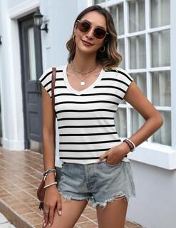 Foto 2 | Foto 2 | Tops Zeagoo  Paquete De 3 Camisetas Con Manga Corta Y Cuello En V - Venta Internacional.