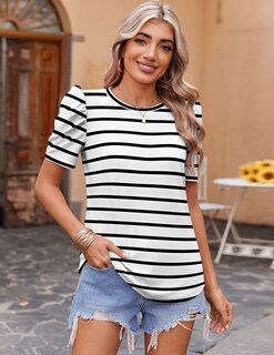 Foto 3 | Foto 3 | Camiseta Tipo Túnica Zeagoo Para Mujer Manga Corta Cuello Redondo Color Blanco S - Venta Internacional.